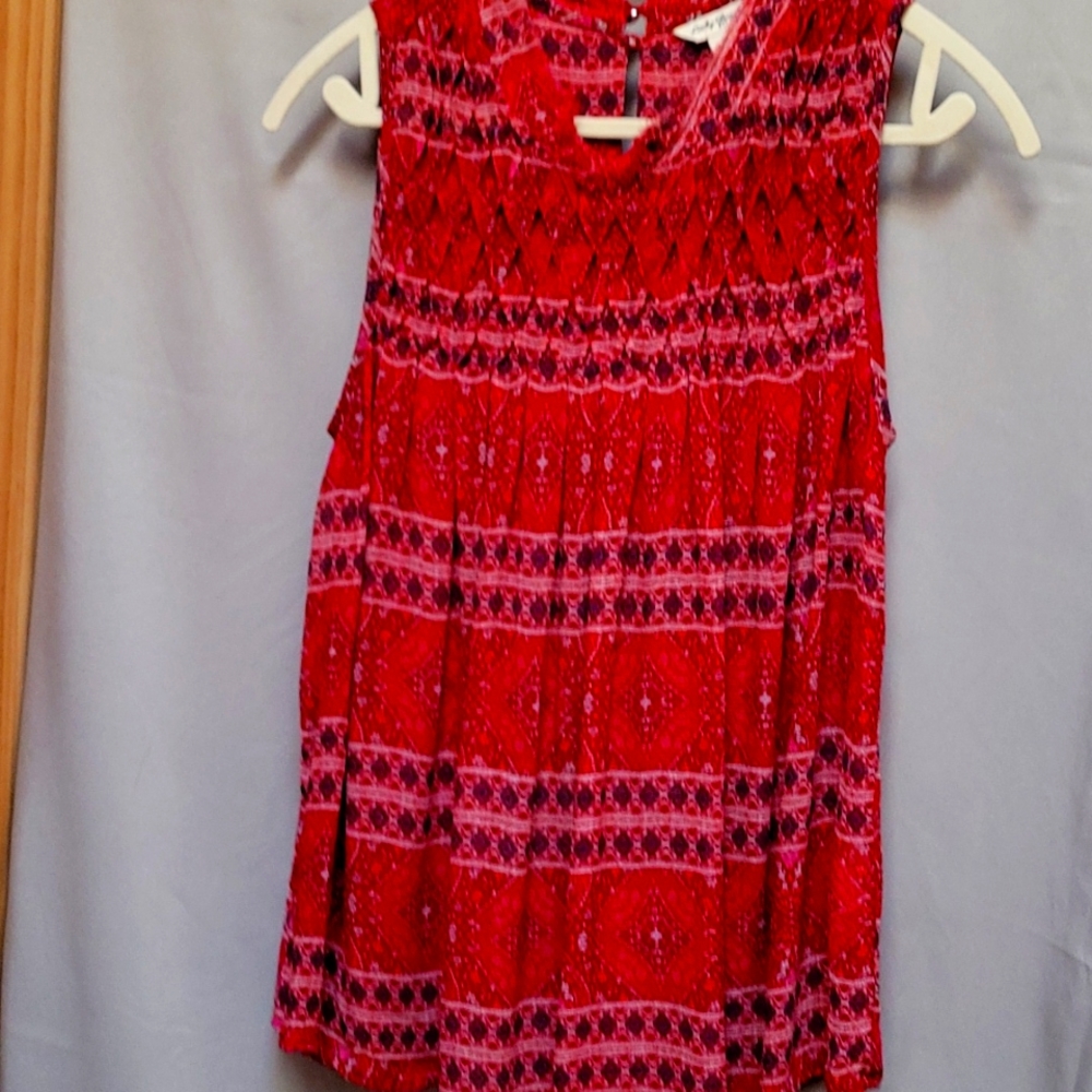 Lucky Brand Sheer Sleeveless Bohemian Style Blouse Size M